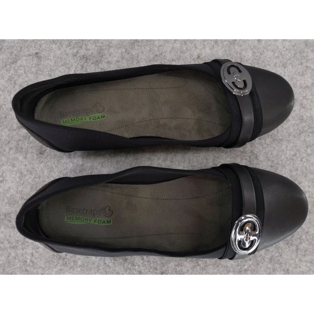 Baretraps Memory Foam Flats Comfort Buckle Detail Black Shoes Size 8M‎